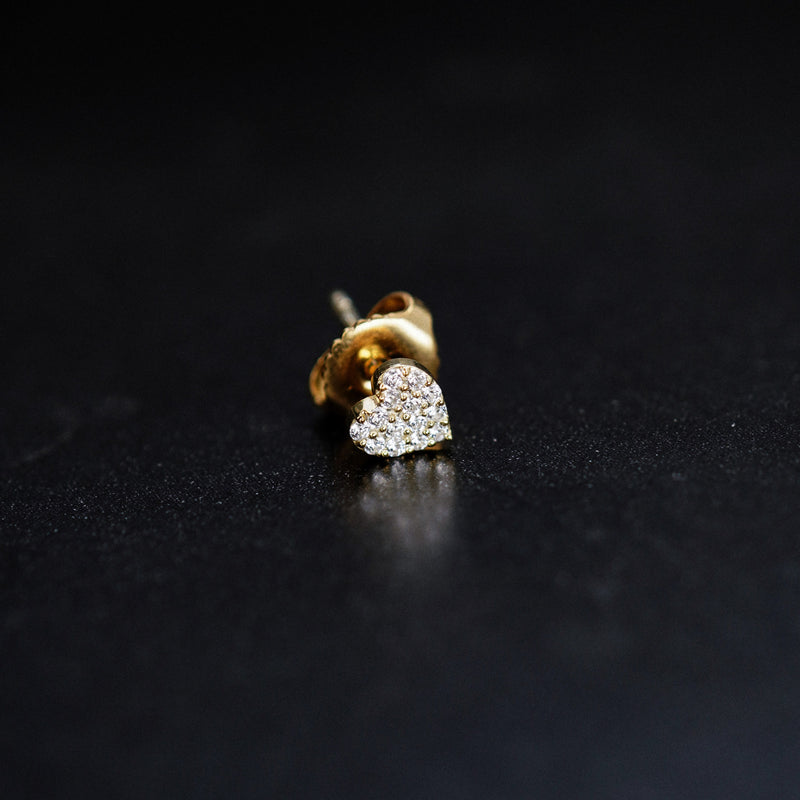 BY LIME Heart Pavé Lab Diamond Stud Earrings 14K Gold
