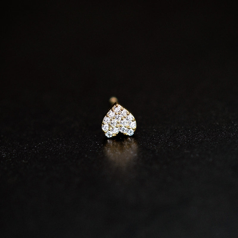 BY LIME BY LIME Heart Pavé Diamond Stud Earrings 14K Gold