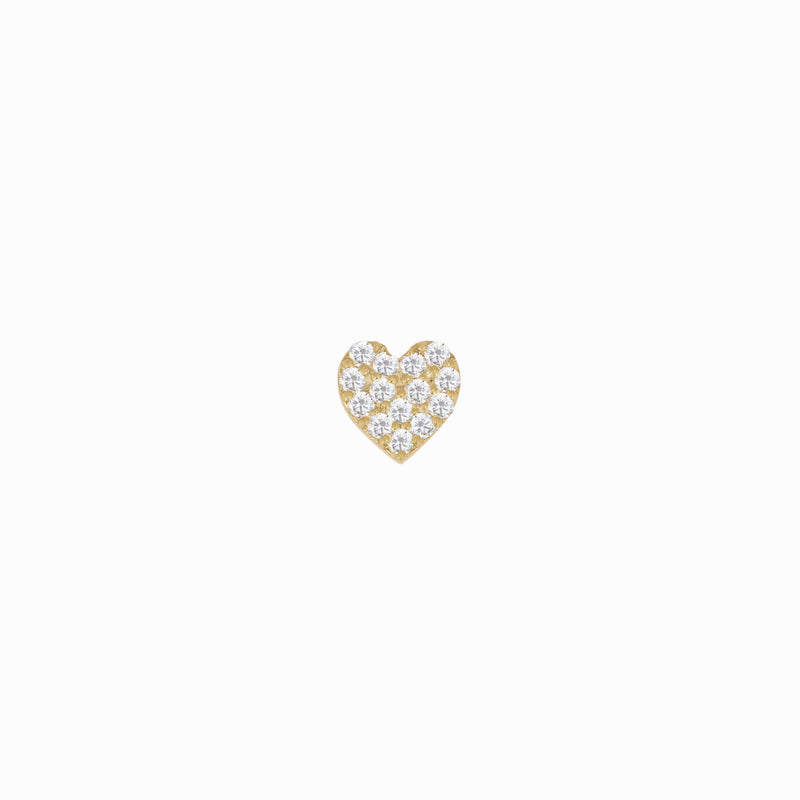 Heart Diamond Solid Gold Stud Earrings