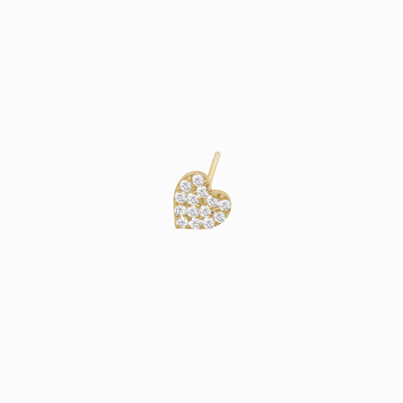 Heart Diamond Solid Gold Stud Earrings