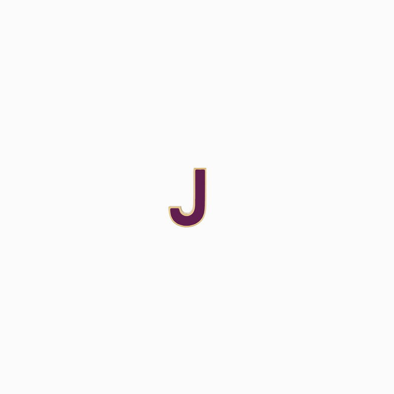 BY LIME J Initial Letter Enamel Earring 14K Solid Gold