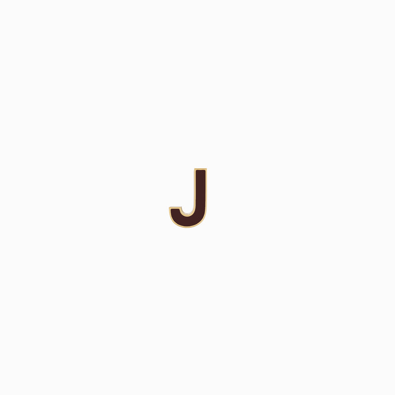 BY LIME J Initial Letter Enamel Earring 14K Solid Gold