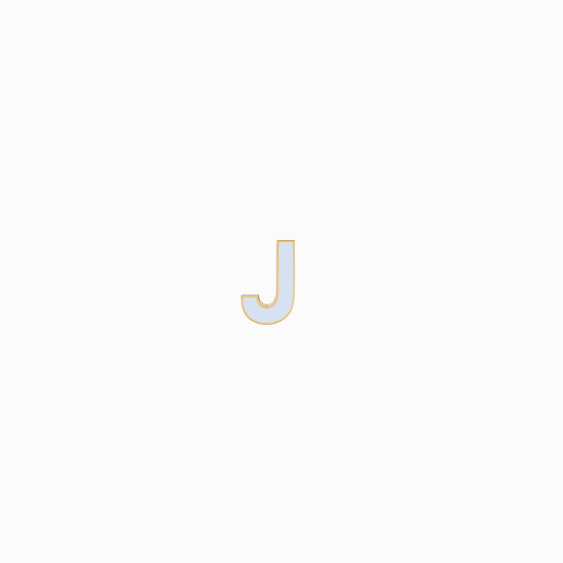 Initial Letter Enamel Earring 14K Solid Gold