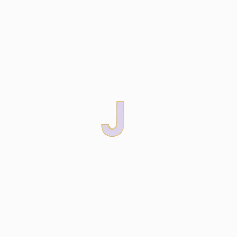 Initial Letter Enamel Earring 14K Solid Gold
