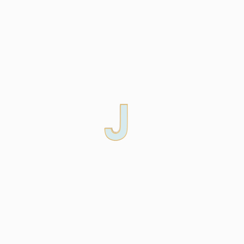 BY LIME J Initial Letter Enamel Earring 14K Solid Gold