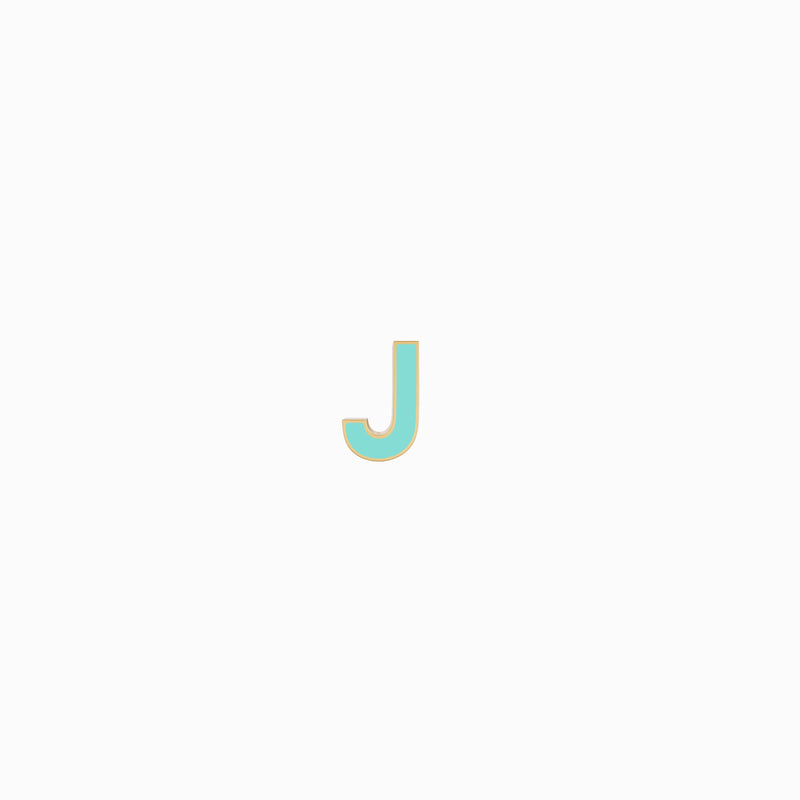 BY LIME J Initial Letter Enamel Earring 14K Solid Gold