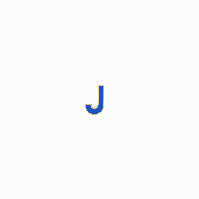 BY LIME J Initial Letter Enamel Earring 14K Solid Gold