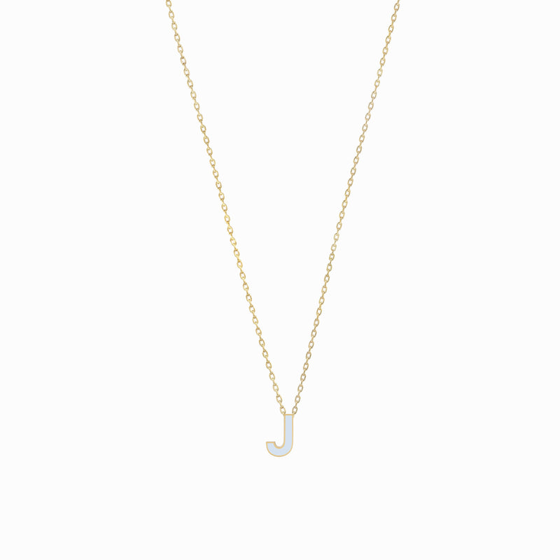 BY LIME J Initial Letter Enamel Necklace 14K Gold