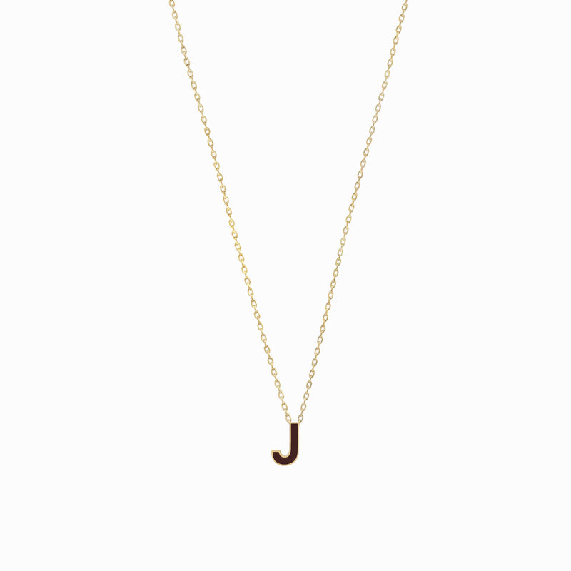 BY LIME J Initial Letter Enamel Necklace 14K Gold