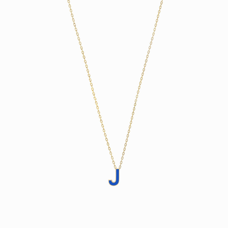 BY LIME J Initial Letter Enamel Necklace 14K Gold