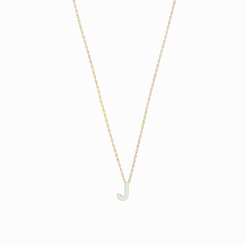BY LIME J Initial Letter Enamel Necklace 14K Gold