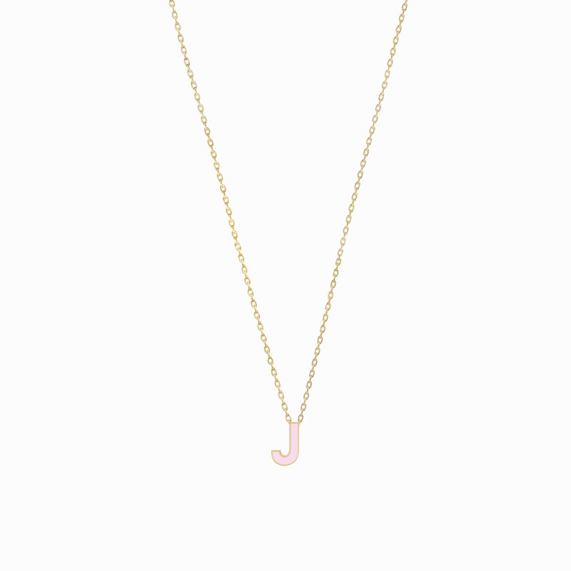 BY LIME J Initial Letter Enamel Necklace 14K Gold