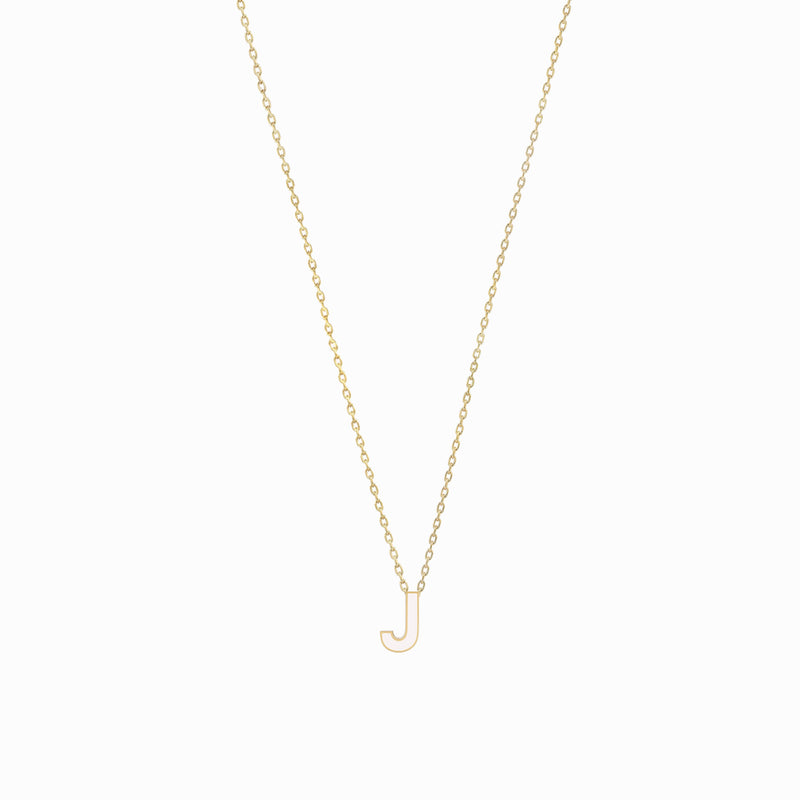 BY LIME J Initial Letter Enamel Necklace 14K Gold