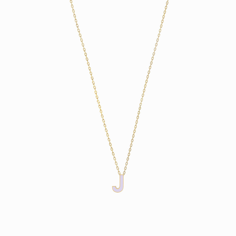 BY LIME J Initial Letter Enamel Necklace 14K Gold