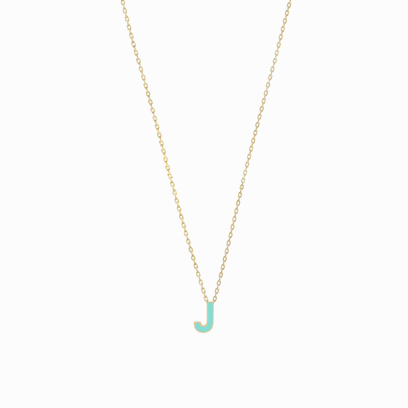BY LIME J Initial Letter Enamel Necklace 14K Gold