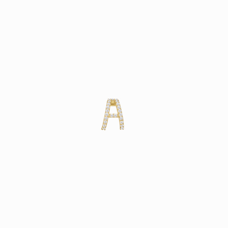 BY LIME Eclipse A Initial Letter Pavé Diamond Earring 14K Gold