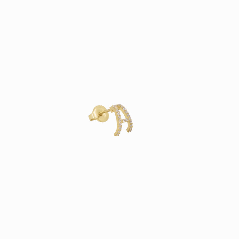 BY LIME Eclipse A Initial Letter Lab Diamond Earring 14K Gold