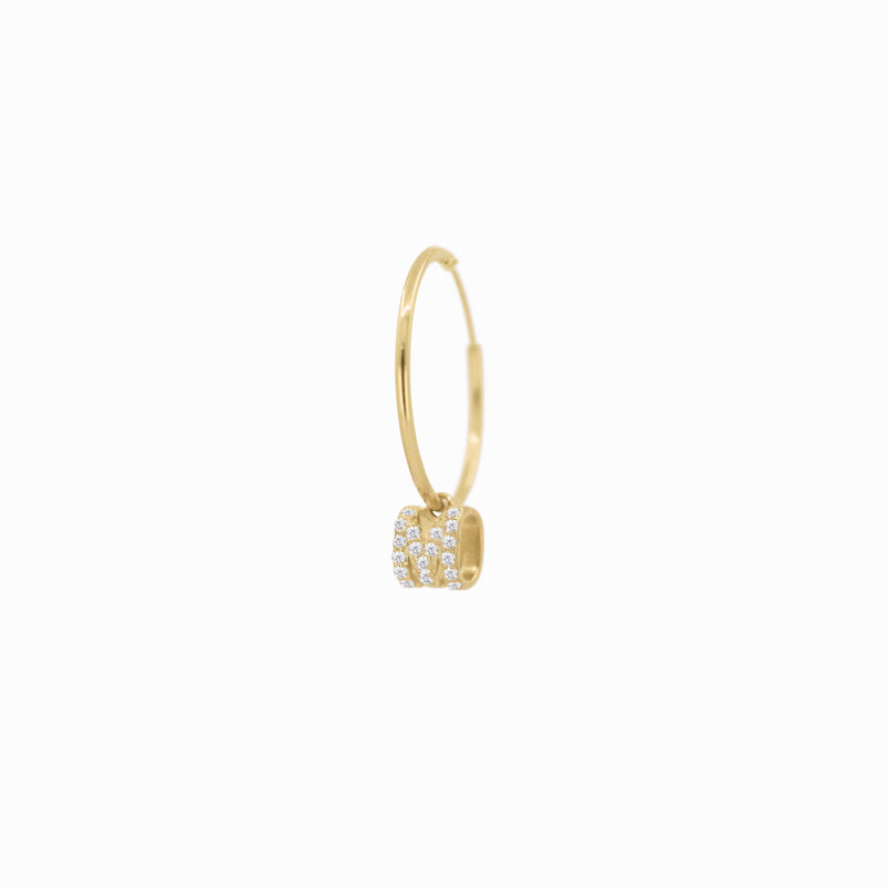 BY LIME Eclipse M Initial Letter Lab Diamond Hoops Earring 14K Gold