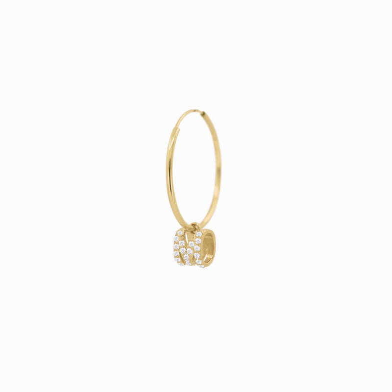 BY LIME Eclipse M Initial Letter Lab Diamond Hoops Earring 14K Gold