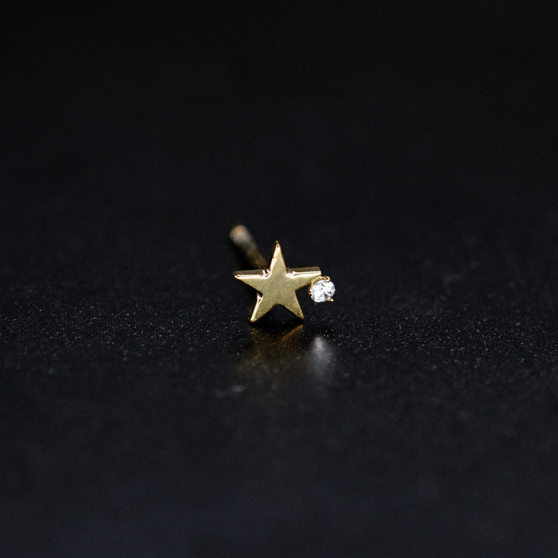 BY LIME Star One Pavé Diamond Stud Earrings 14K Gold