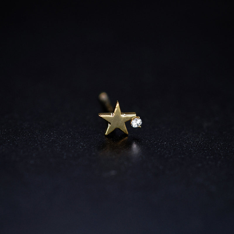 BY LIME Star One Pavé Diamond Stud Earrings 14K Gold
