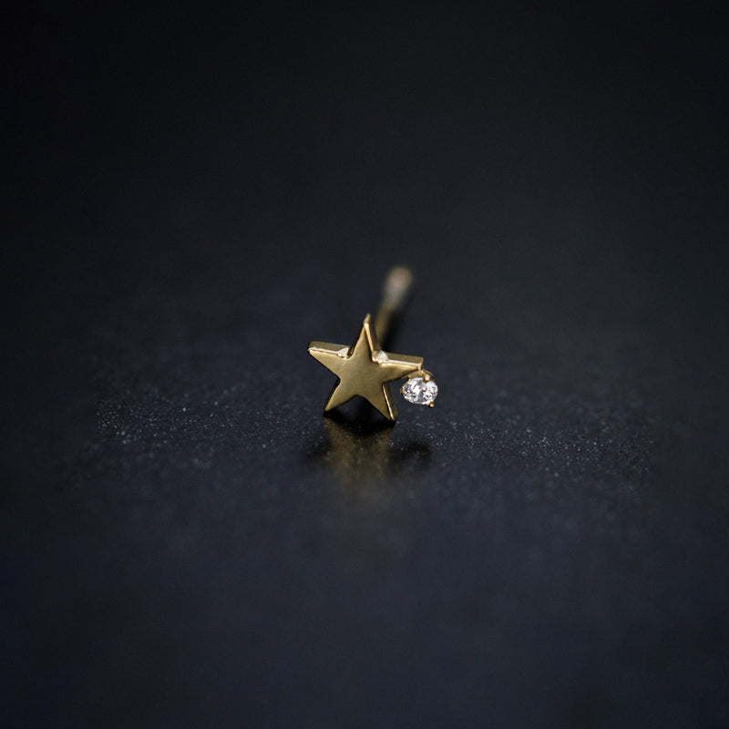 BY LIME Star One Pavé Diamond Stud Earrings 14K Gold