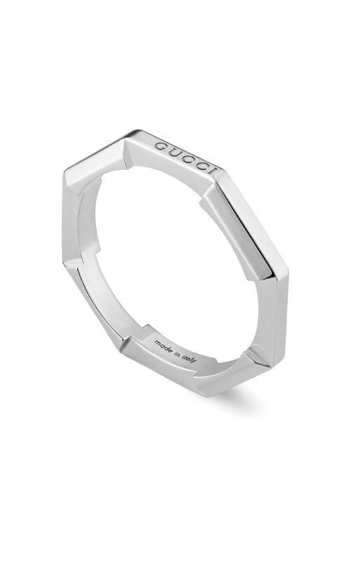 Gucci 18k White Gold Link to Love Mirrored Ring Size 6.5 YBC662194003013