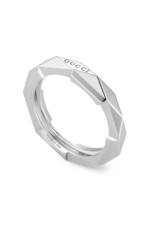 Gucci 18k White Gold Link to Love Studded Ring  SIZE 6.75 YBC662177002014
