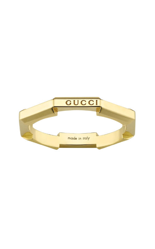 Gucci 18k Yellow Gold Link to Love Mirrored Ring Size 6.5 YBC662194001013