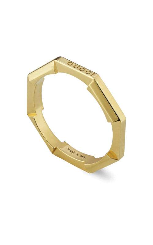 Gucci 18k Yellow Gold Link to Love Mirrored Ring Size 6 YBC662194001012