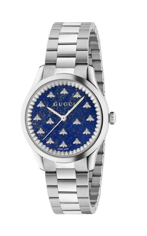 Gucci Ladies G-Timeless Stainless Steel Blue Lapis Watch YA1265043