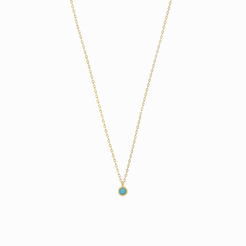 Birthstone Single Turquoise Pendant Necklace 14k Gold | December