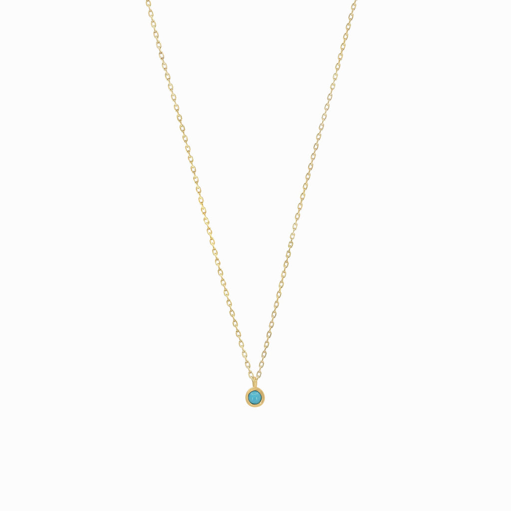 Birthstone Single Turquoise Pendant Necklace 14k Gold | December