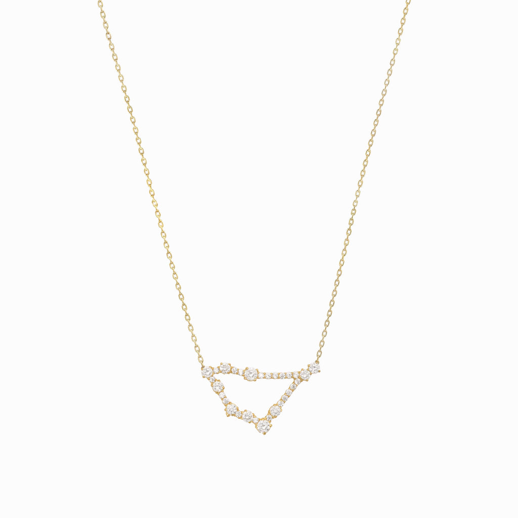 Capricorn Constellation Pavé Diamond Gold Necklace