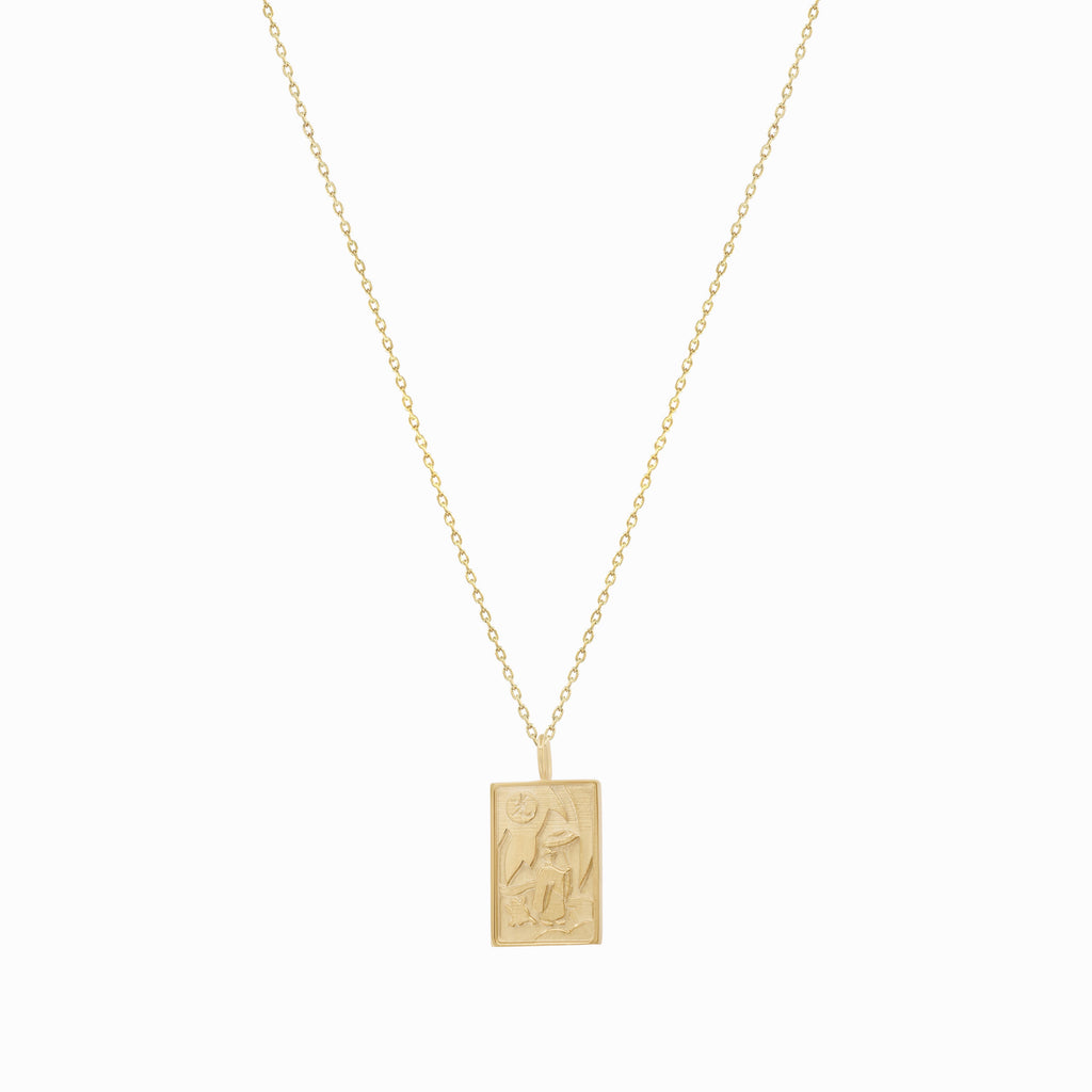 Korean Go Stop Card Game Ogwang December Pendant Solid Gold Necklace 오광 비