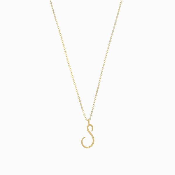 BY L’AIMÉ S Script Initial Letter Necklace 14K Gold – 11:11 NY
