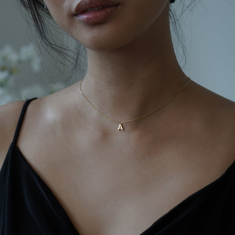 K Initial Letter Necklace 14K Gold