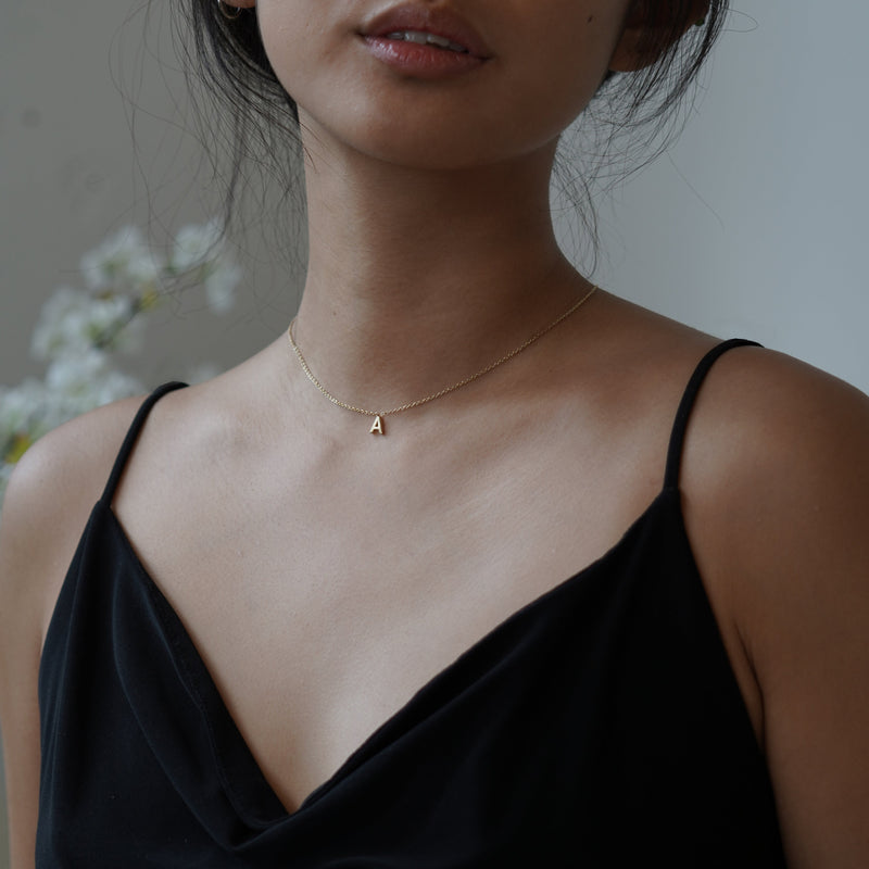 BY LIME M Initial Letter Necklace 14K Gold