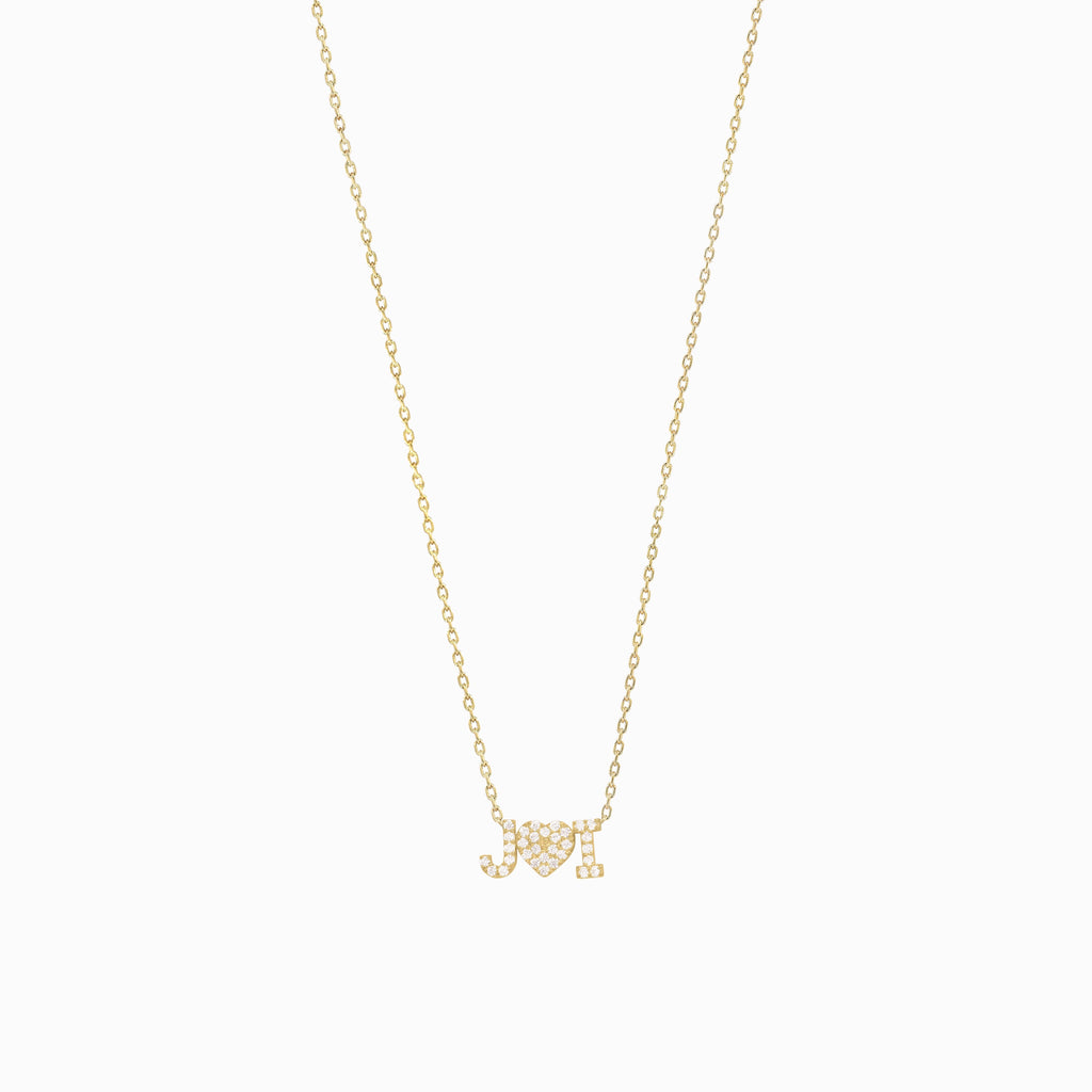 Custom 2 Letter Heart Pavé Lab Diamond Necklace 14K Gold