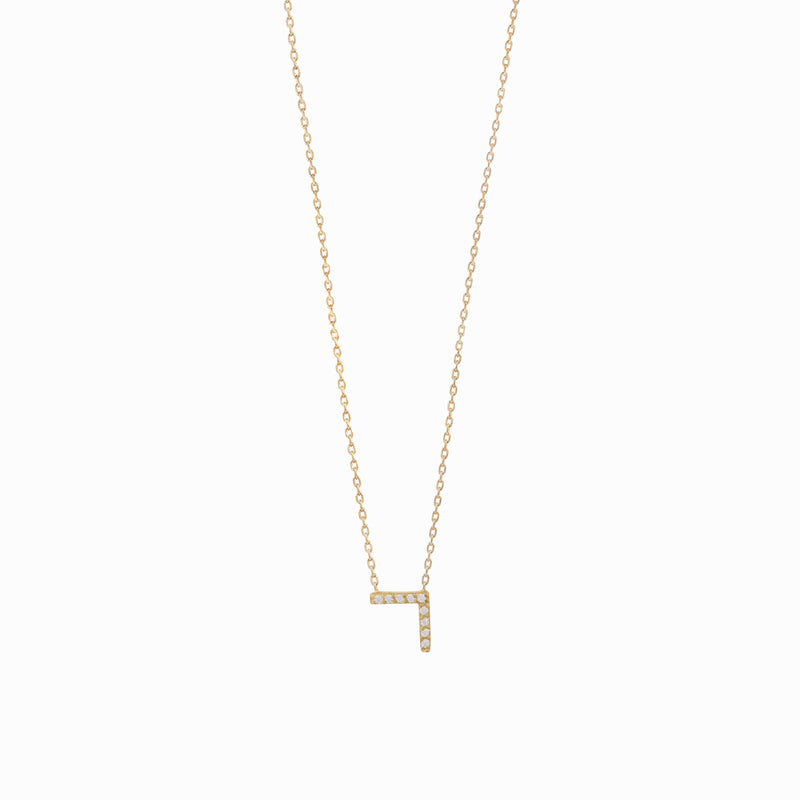 BY LIME Hangul Korean Letter Pavé Diamond Necklace 14K Gold ㄱ
