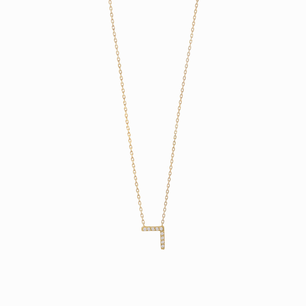 BY LIME Hangul Korean Letter Pavé Lab Diamond Necklace 14K Gold ㄱ