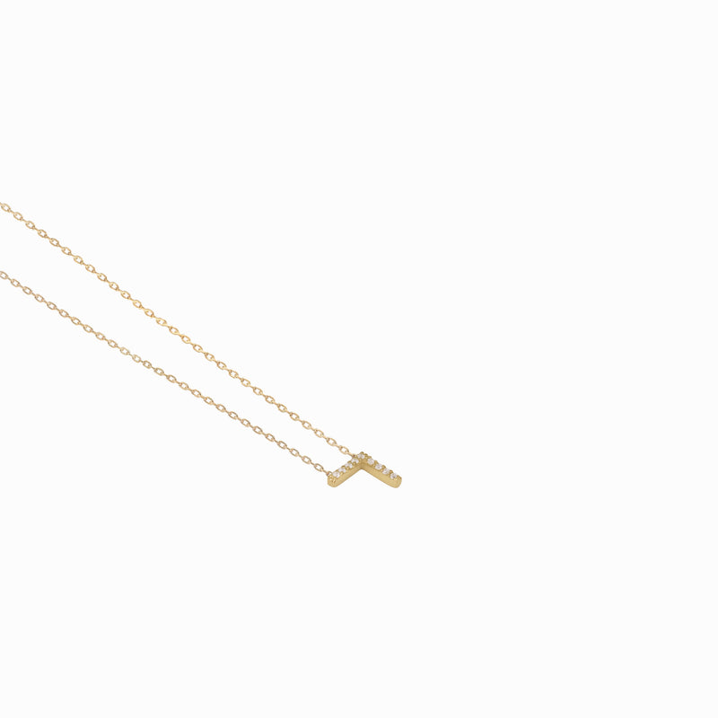 BY LIME Hangul Korean Letter Pavé Diamond Necklace 14K Gold ㄱ