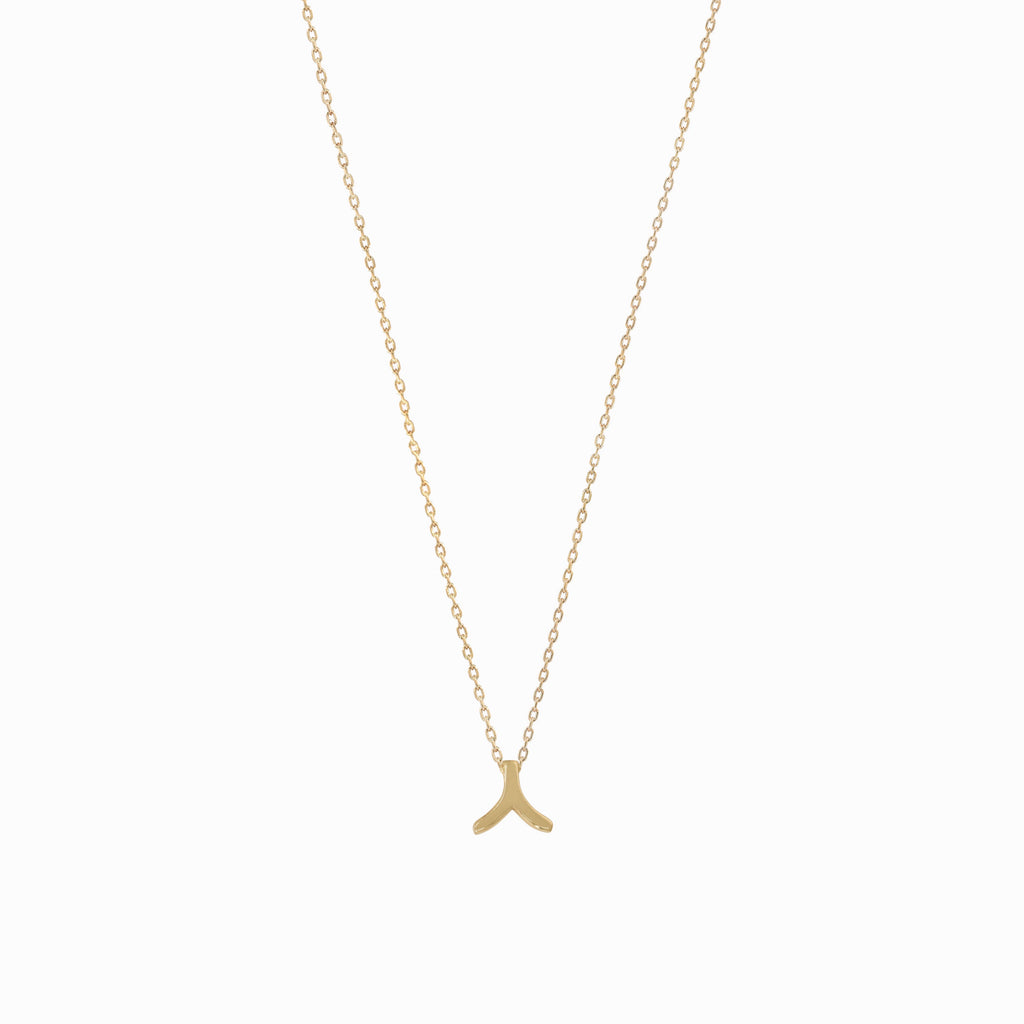 Hangul Korean Letter Solid Gold Necklace ㅅ