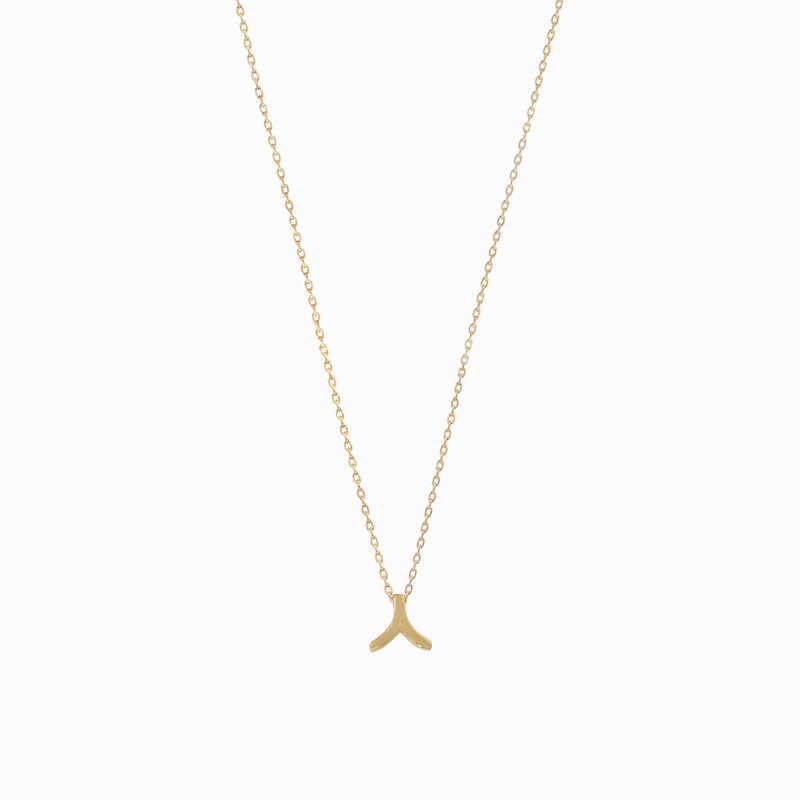 Hangul Korean Letter Solid Gold Necklace ㅅ