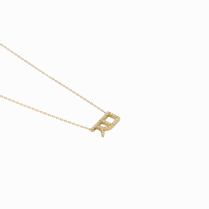 BY LIME Hangul Korean Letter Pavé Diamond Necklace 14K Gold ㅈㅁ