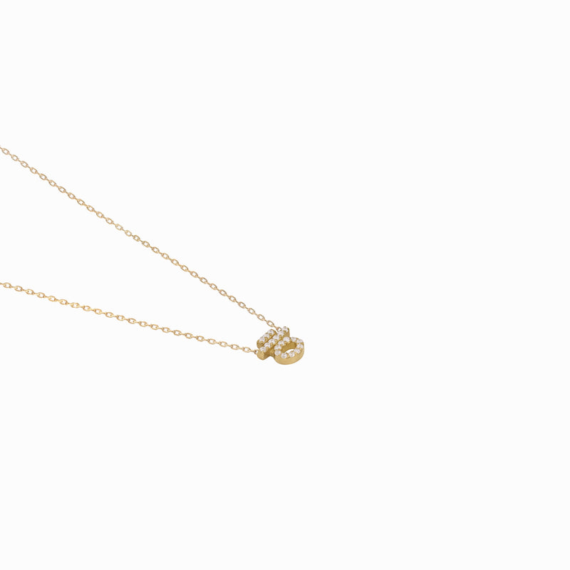 Hangul Korean Letter Diamond Solid Gold Necklace ㅎ