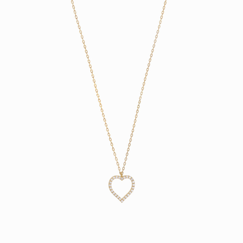 BY LIME Open Heart Pavé Lab Diamond Necklace 14K Gold
