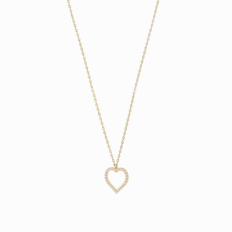 BY LIME Open Heart Pavé Lab Diamond Necklace 14K Gold