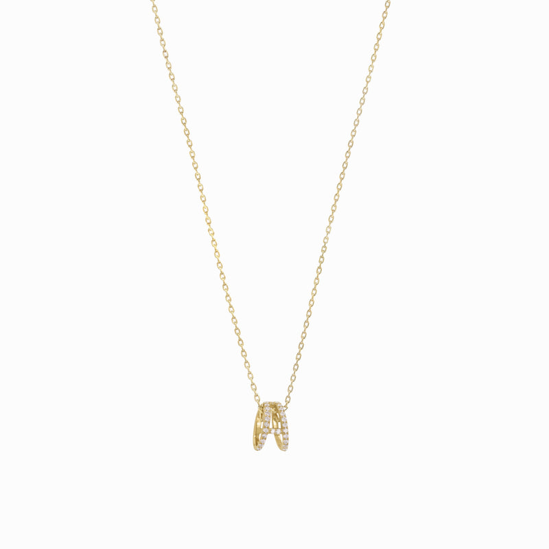BY LIME Eclipse A Initial Letter Pavé Lab Diamond Necklace 14K Gold