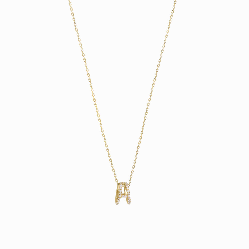 Eclipse A Initial Letter Pavé Diamond Necklace
